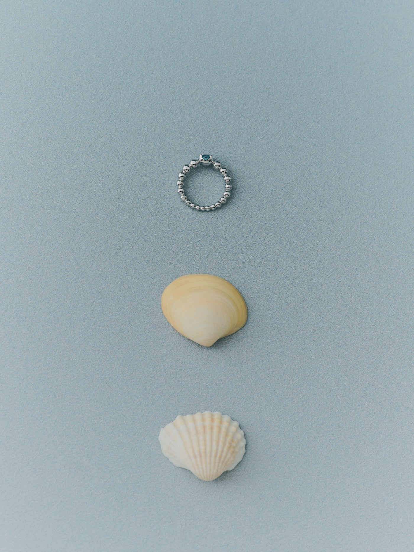 18K Gold Round-Cut Aquamarine Solid Bead Ring (Dispatched within 30 days of purchase)