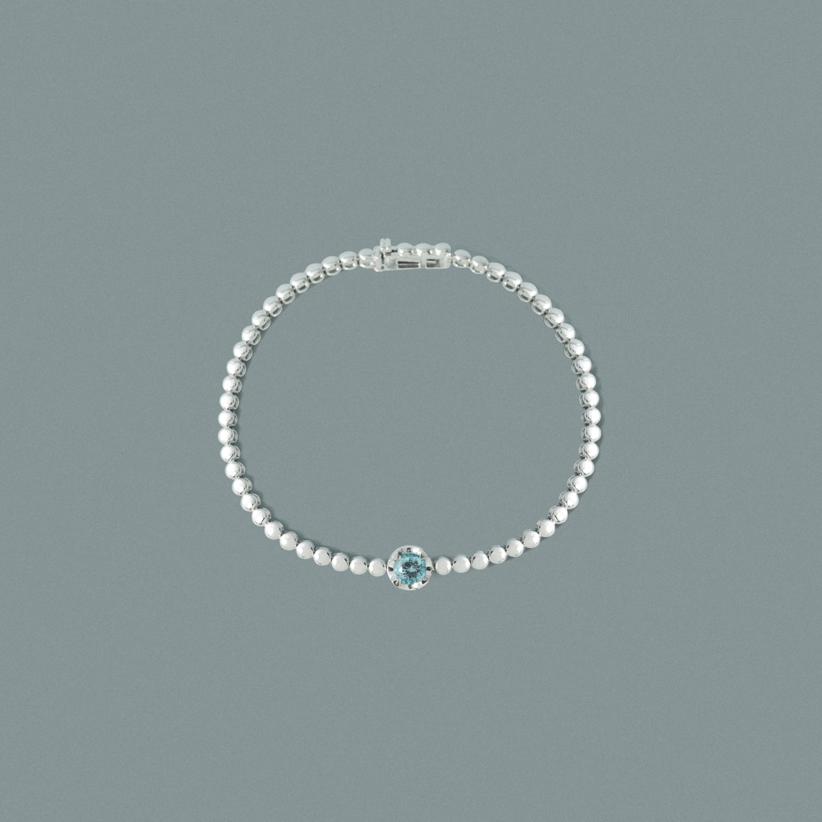 18K Gold Single Round-Cut Aquamarine Handcrafted Bracelet (Dispatched within 30 days of purchase)