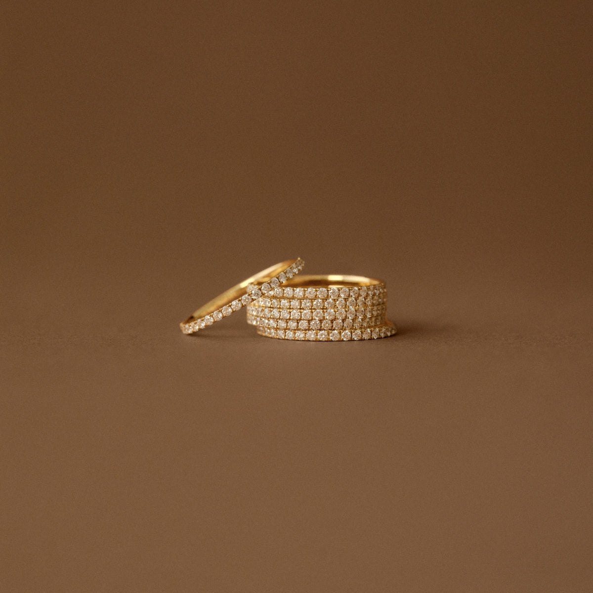 18K Gold Natural Full-Diamond Pave Stack Ring (Dispatched within 30 days of purchase)